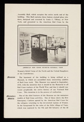 [Leaflet about the American Red Cross headquarters in Washington, D.C., its history and its museums areas].