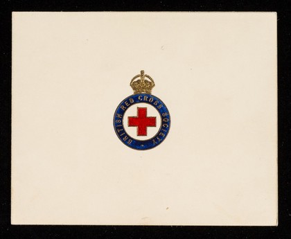 [British Red Cross Society card featuring The Queen's message following the outbreak of war in September 1939) encouraging people to volunteer their services].