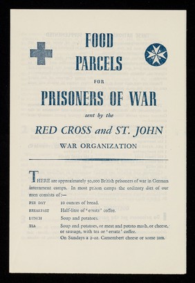 [Leaflet explaing the Red Cross prisoner of war food parcels system during world war 2 and asking for help].