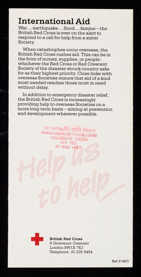 [Leaflet introducing the British Red Cross Society].