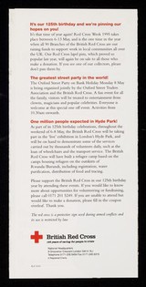 [Leaflet about the 125th anniversary of the British Red Cross Society. Donations are also requested].