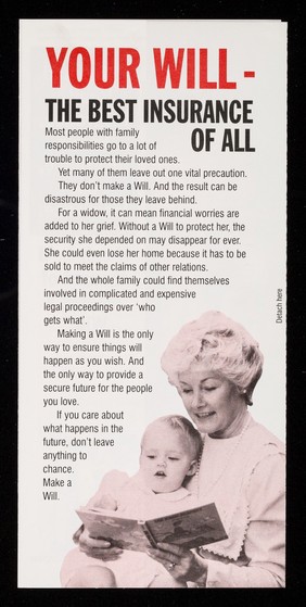 [British Red Cross Society leaflet about making a will and asking for donations via legacies].