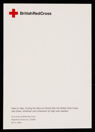 [British Red Cross Society greetings card of a World War 2 recruiting poster asking for volunteers].