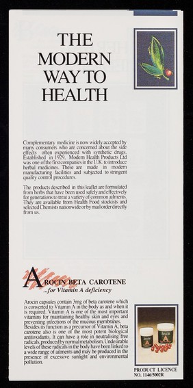[Leaflet advertising Modern Health's range of 11 plant based medicines].