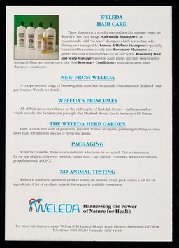 [Leaflet advertising Weleda UK's natural medicines and toiletries].