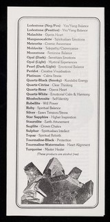 [Leaflet advertising Pegasus Products' flower essences, vibrational remedies on sale at Shambhala in Glastonbury].