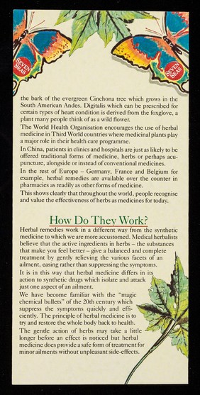 [Leaflet advertising a range of herbal remedies from Seven Seas Health Care (Marfleet, Kingston-upon-Hull)].
