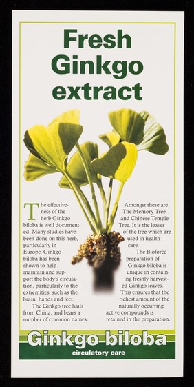 [Leaflet advertising Bioforce (UK) Ltd.'s fresh herb tincture of ginkgo for better circulation].