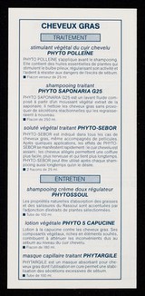 [Leaflet advertising Laboratoires Phytosolba's Phytothérathrie hair products].