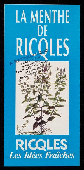 [Leaflet advertising Ricqles peppermint products (sweets, spray, alcohol, chewing gum etc.)].