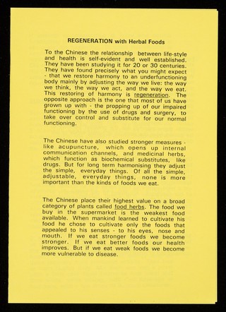 [Leaflet advertising Sunrider Foods from The Nutri Centre, Park Crescent, London and John Morley, Harley Street, London].