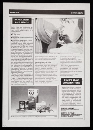 [Leaflet advertising devil's claw as a herbal cleanser, detoxifier and for rheumatic conditions].