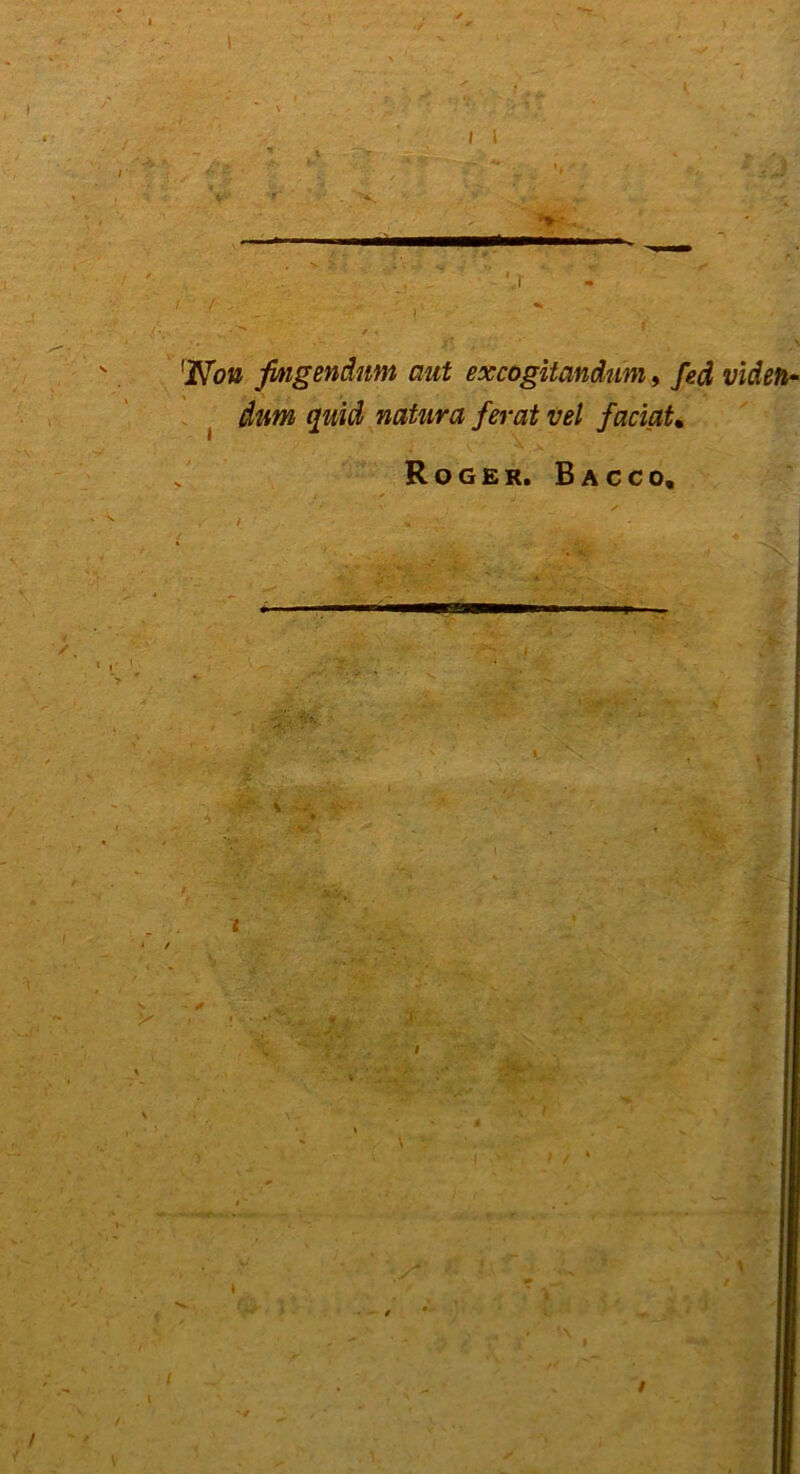 \ 'iVoM fingenänm aut excogitandum, fed videti^ . ^ dum quid natura ferat vel faciah Roger. Bacco, /