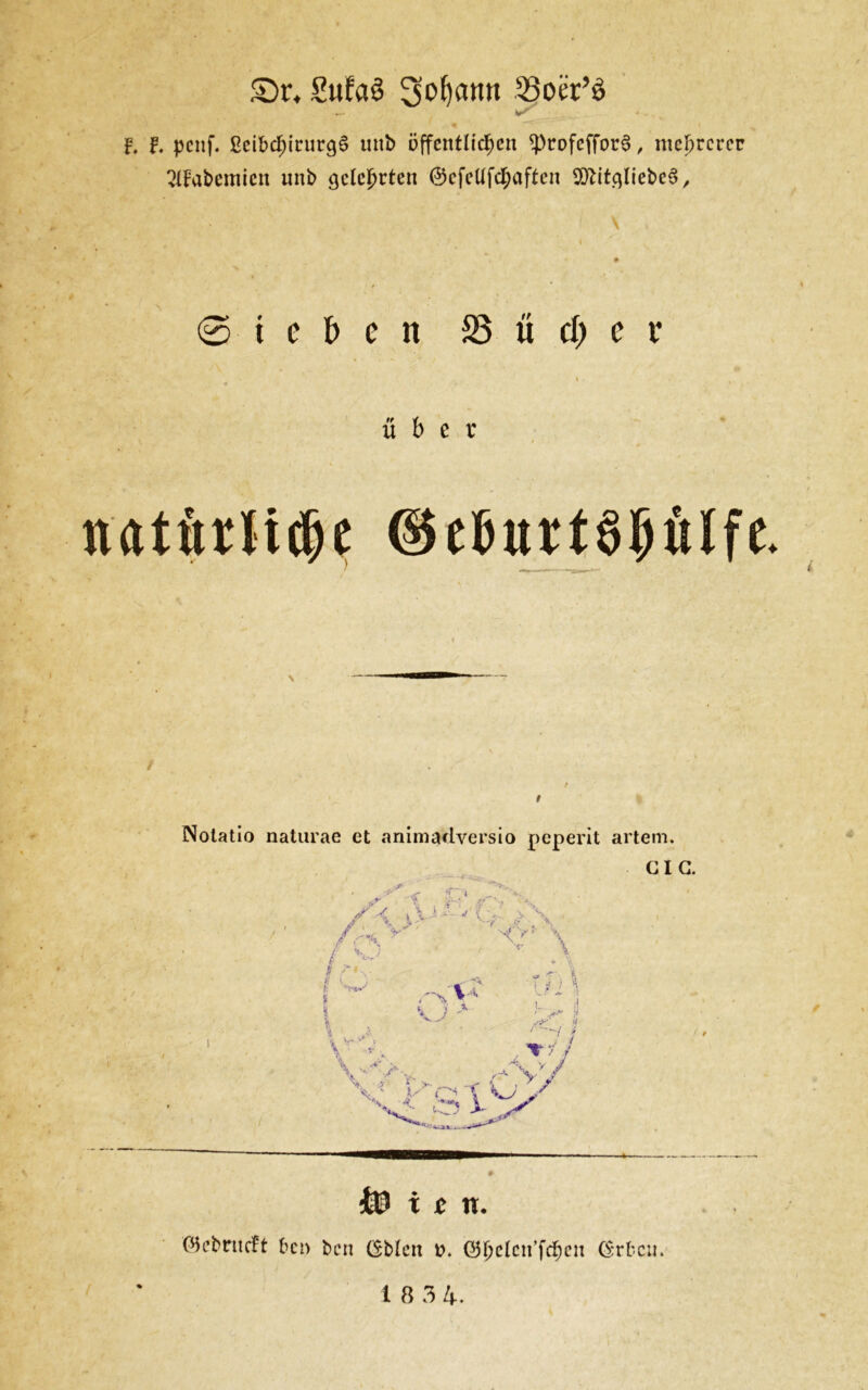 S5r, £ufa3 Sofyann 33oer’ö F. F. pcnf. ßeibchimrqS nttb öffentlichen <profeffor$, niedrerer 2lFabcmiett nnb gelehrten ©cfellfchaftcn 9Jttt.qliebe6, ö i e f> cn 25 u d) e v ( P? * *v<‘ H \ « ’ f über natfirli^e ©efcurtsjjülfe. \ Notatio naturae et animaclversio peperit artem. CIG. ' .V' f , v ,>■; X y “ \ \ L / 1o . * f f „ * i (1 '' W C > 'i ) \ i , >> * * * v j > v - „■*-•' «v -3 ;■ ■ / ~--v » i v* ^ > , 1 % ' / > r v / ' V> -* < o v y i® i t n. Okbrnrf't ben ben (Sblcn t>. ©hclcn’fchcn CSrtcn.