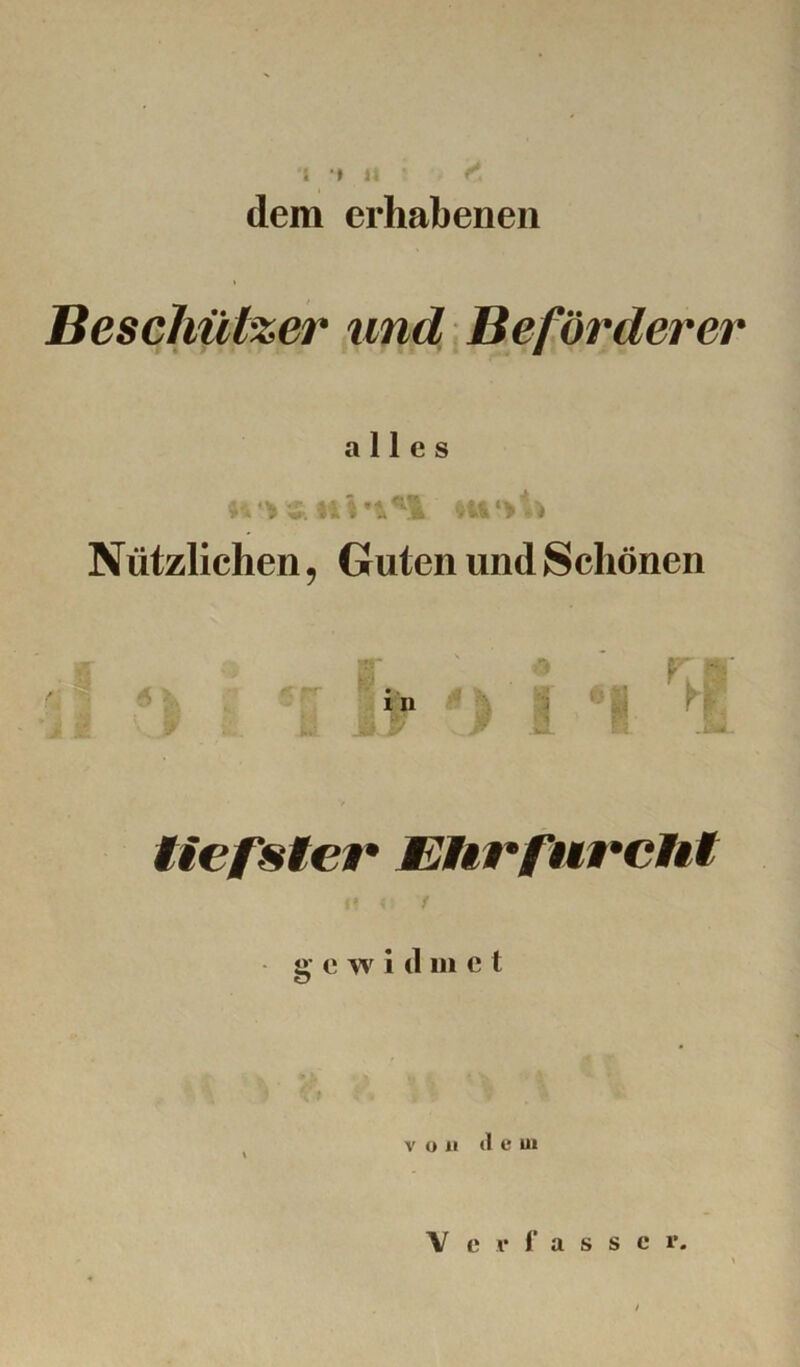dem erhabenen Beschützer und Beförderer alles Nützlichen, Guten und Schönen tiefster EUrfurcM g e w 1 tl 111 c t von <1 e Ul V erfasse r.