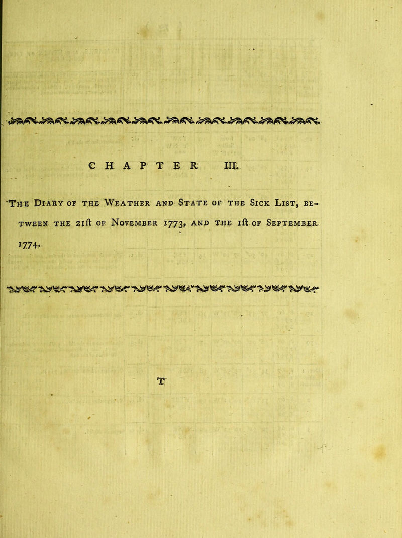 The Diary of the Weather and -State of the Sick List, be- tween the 21ft of November 1773, and the ift of September. 1774- T