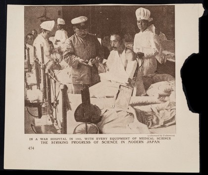 In a war hospital in 1905, with every equipment of medical science : the striking progress of science in modern Japan.