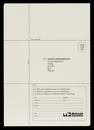 The next step in filmless autoradiography : a smaller phosphorimager : for smaller budgets / Molecular Dynamics Limited.