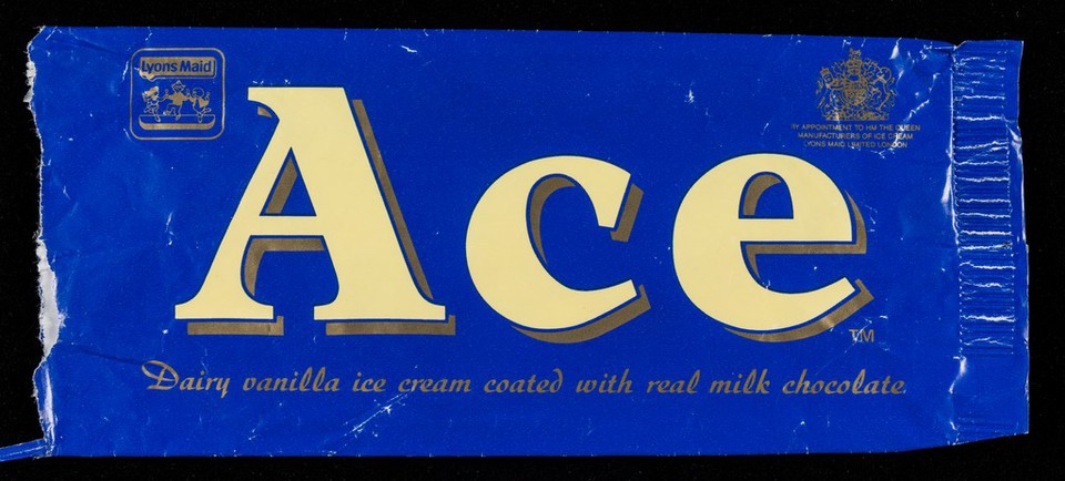 Ace : dairy vanilla ice cream coated with real milk chocolate / Lyons Maid Limited.