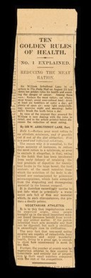 Ten golden rules of health : No.1 explained : reducing the meat ration / by Sir W. Arbuthnot Lane, Bart.