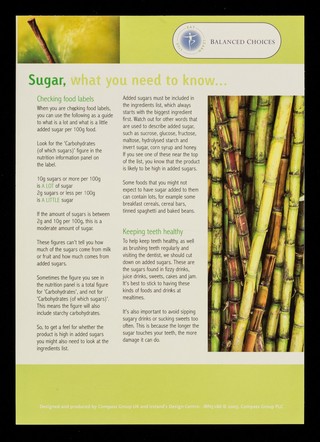 Sugar : what you need to know / designed and produced by Compass Group UK and Ireland's Design Centre.