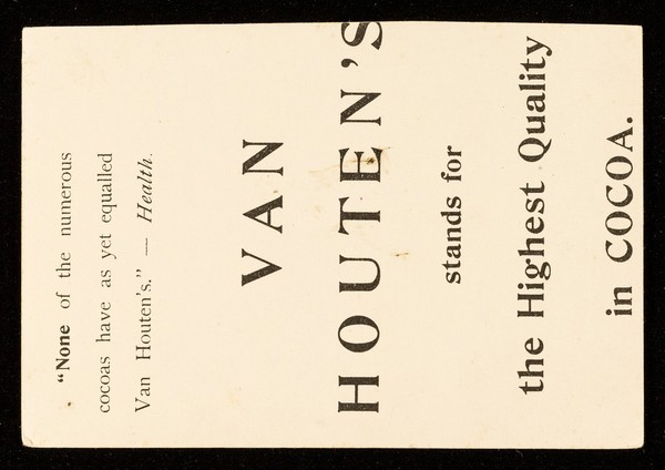 Van Houten's cocoa : Van Houten's stands for the highest quality in cocoa.