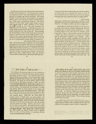 [Leaflet detailing the "Life and history of the great Irish Giant, Patrick O'Brien, his mammoth bride, Christianna, the great German Giantess and their infant son" at Barnard's Amphitheatre, Portsmouth, 31 January 1887].