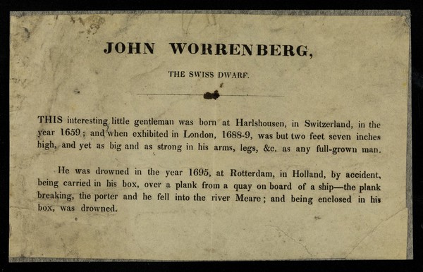 John Worrenberg, the Swiss dwarf.