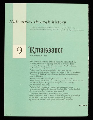 Hairstyles through history. 9, Renaissance, Elizabethan lady.