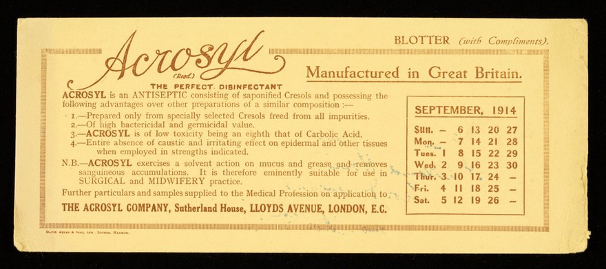 Acrosyl, the perfect disinfectant.