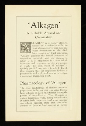 'Alkagen' tablets & lozenges : an effective antacid and carminative for hyperacidity and flatulence.