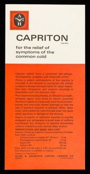 Capriton for the relief of symptoms of the common cold : small white.