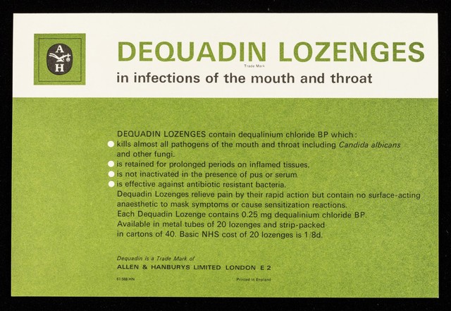 Dequadin lozenges : white-tailed eagle.