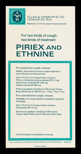 For two kinds of cough, two kinds of treatment : Piriex and Ethnine : "The Parting of Hero and Leander".