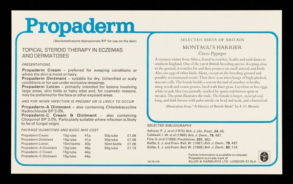 Propaderm topical steroid therapy in eczemas and dermatoses : Montagu's harrier.