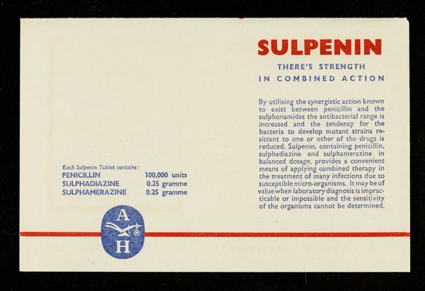 Sulpenin for combined penicillin and sulphonamide therapy.