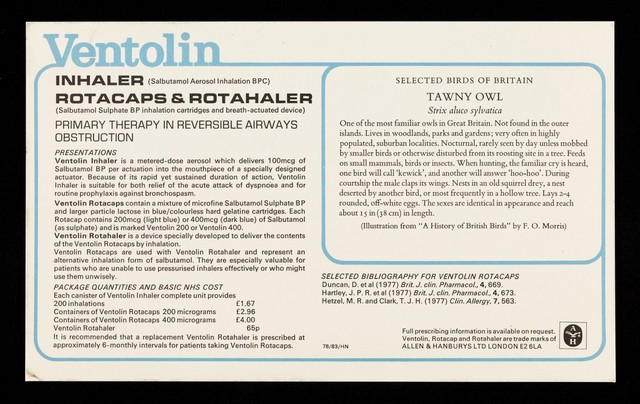 Ventolin inhaler rotacaps and rotahaler : tawny owl.