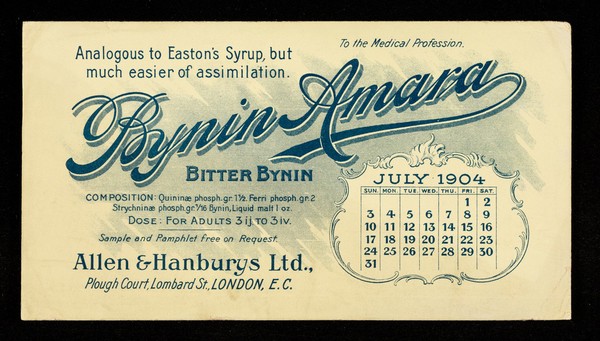 Bynin-Amara : analogous to Easton's Syrup, but much easier of assimilation : July 1904.