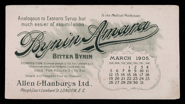 Bynin-Amara : analogous to Easton's Syrup, but much easier of assimilation : March 1905.