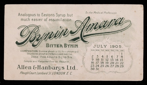 Bynin-Amara : analogous to Easton's Syrup, but much easier of assimilation : July 1905.