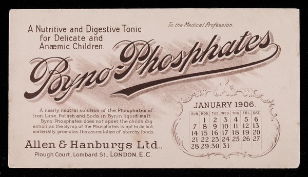 Byno-Phosphates : a nutritive and digestive tonic for delicate and anaemic children : January 1906.