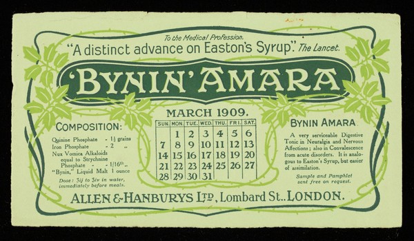 Bynin-Amara : analogous to Eastons Syrup but much easier of assimilation : March 1909.