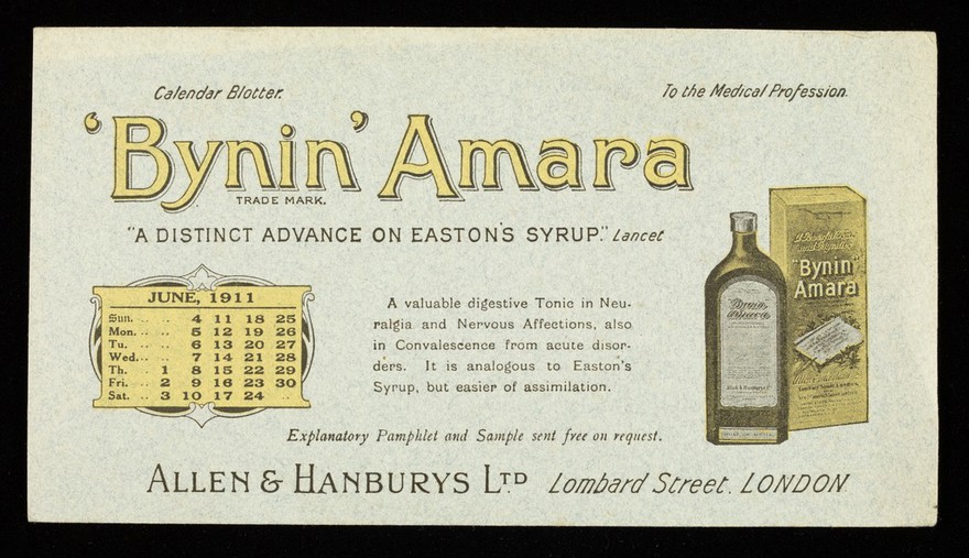 Bynin-Amara : "a distinct advance on Easton's Syrup." The Lancet : June 1911.