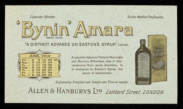 Bynin-Amara : "a distinct advance on Easton's Syrup." Lancet : June 1912.