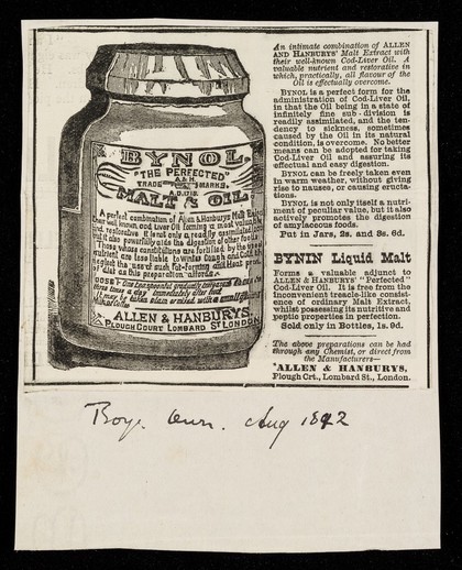 Bynol the perfected malt & oil.