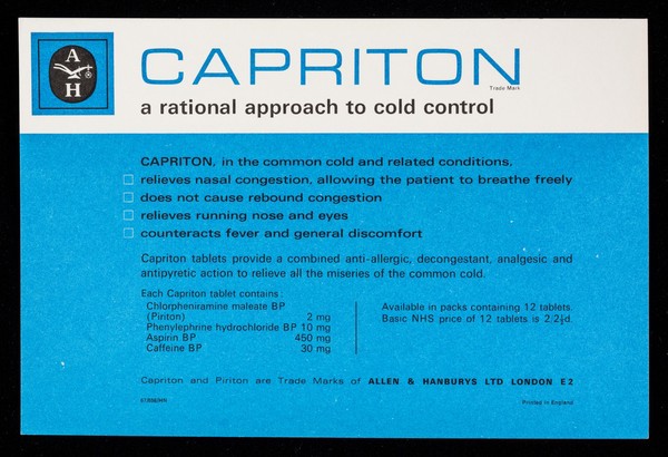 Capriton tablets a rational approach to cold control : montagu's harrier.