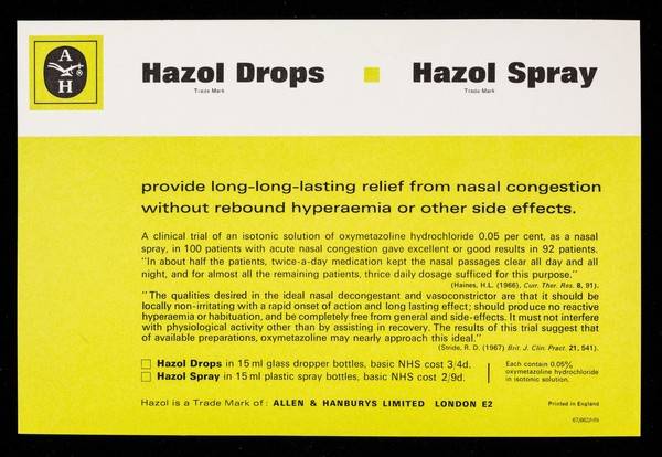 Hazol drops Hazol spray : sparrow-hawk.