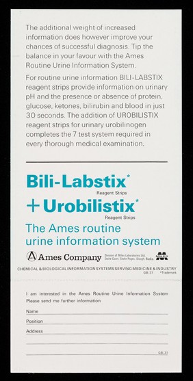 Perfect balance was the problem : Bili-Labstix + Urobilitstix, the Ames routine urine information system.