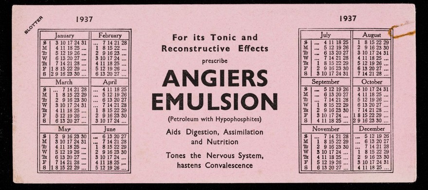 For its tonic and reconstructive effects prescribe Angier's Emulsion : aids digestion, assimilation and nutrition, tones the nervous system, hastens convalescence.