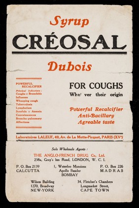Syrup Créosal Dubois : for coughs whatever their origin.